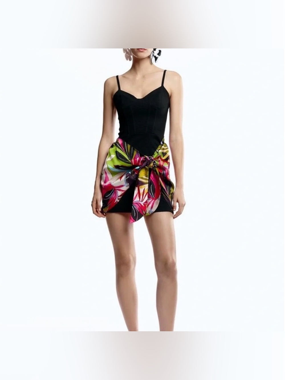 Zara Mixed Pareo Mini Dress Tropical Wrap Size Small